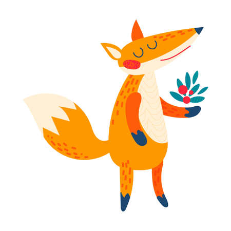 Cartoon red  fox.のイラスト素材