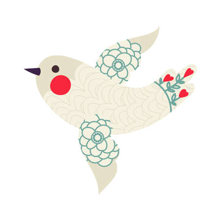 Christmas Vintage Dove. Xmas template Vector illustration.のイラスト素材