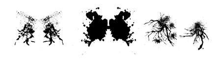 Rorschach inkblot test illustration, symmetrical abstract ink stainsのイラスト素材