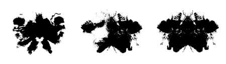 Rorschach inkblot test illustration, symmetrical abstract ink stainsのイラスト素材