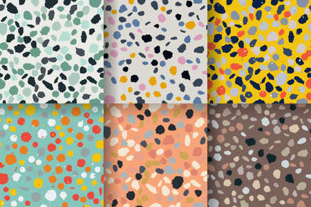 Terrazzo seamless pattern. Imitation of a Venetian stone floor with granite and quartz chips for the house. The texture is suitable for textiles, prints, packaging design. Vector illustration.のイラスト素材