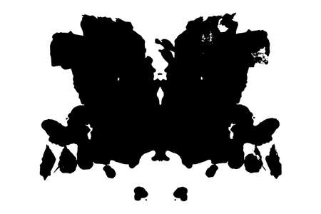 Rorschach inkblot test illustration, random symmetrical abstract ink stains.のイラスト素材
