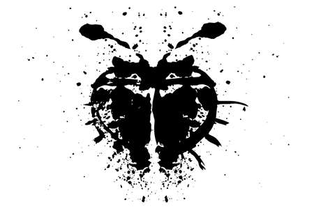 Rorschach inkblot test illustration, random symmetrical abstract ink stains.のイラスト素材