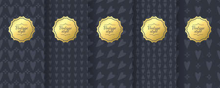 Set of dark vintage seamless backgrounds for luxury packaging design.のイラスト素材
