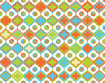Moroccan Quatrefoil Seamless Pattern. Mosaic Motif Ogee For Ethnic Background. Suitable For Decorating Baby Shower Card, Wedding, Surface Design, Fabrics, Textiles Wrapping Paperのイラスト素材