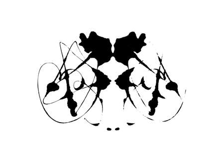 Rorschach inkblot test illustration, random symmetrical abstract ink stains. Psycho diagnostic for inkblot, Rorschach projection psychological techniques or a simple test for silhouette spot Vectorのイラスト素材