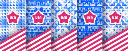 Set of seamless patterns with stars, in the colors of the american flag.のイラスト素材