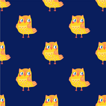 Cute tribal owls, funny seamless pattern boho print for textiles.のイラスト素材