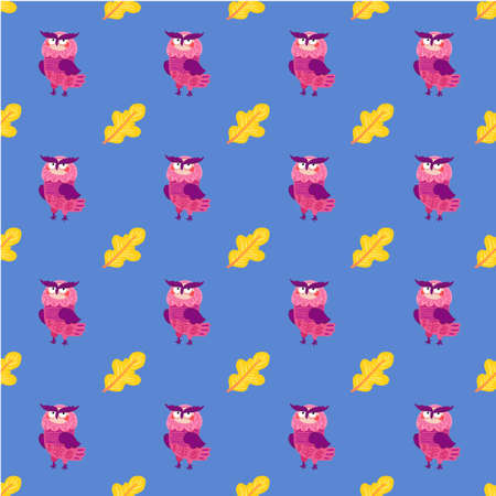 Cute tribal owls, funny seamless pattern boho print for textiles.のイラスト素材