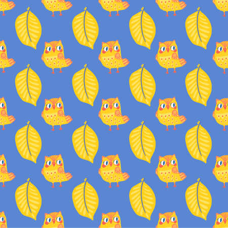 Cute tribal owls, funny seamless pattern, boho print for textiles.のイラスト素材