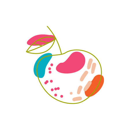 Apple in the boho style. A line and a spot.のイラスト素材