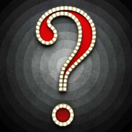 Retro question mark with neon lights. 3D renderingの写真素材
