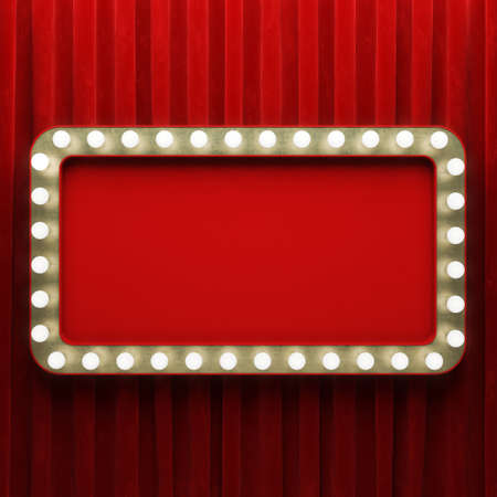 Shining retro rectangle banner. 3D illustrationの写真素材