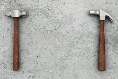 Hammers on concrete surface