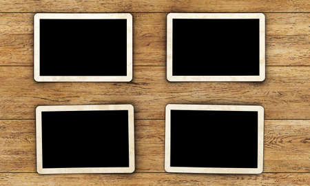 Old photos on wood backgroundの写真素材