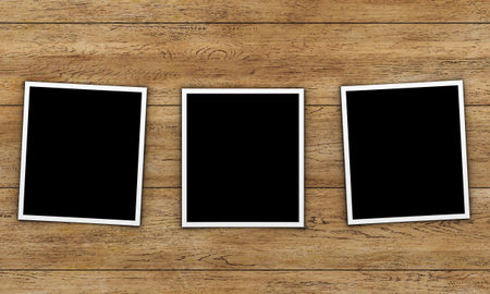 Photos on wood backgroundの写真素材