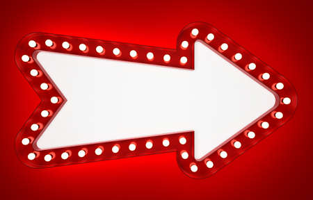 Red neon arrow on red background. 3D renderingの写真素材