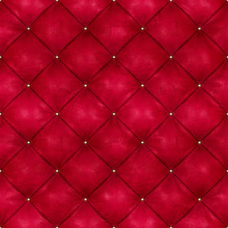 Red leather background with golden buttons. 3D renderingの写真素材