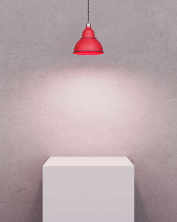 White pedestal illuminated with a lamp. 3D renderingの写真素材
