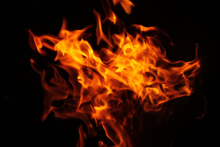 Fire flame at night.