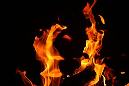 Fire flame at night.の写真素材