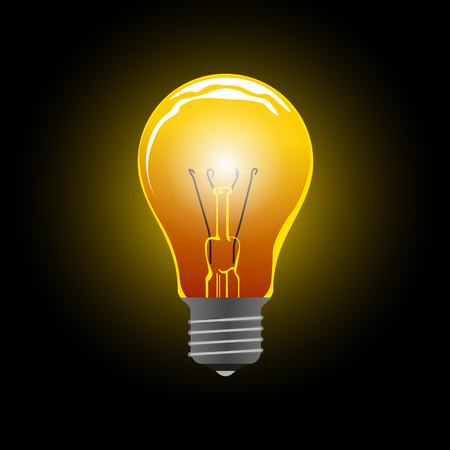 Light bulb on black backgroundのイラスト素材