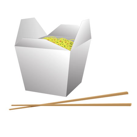 Chinese Takeout Food Isolated On Whiteのイラスト素材