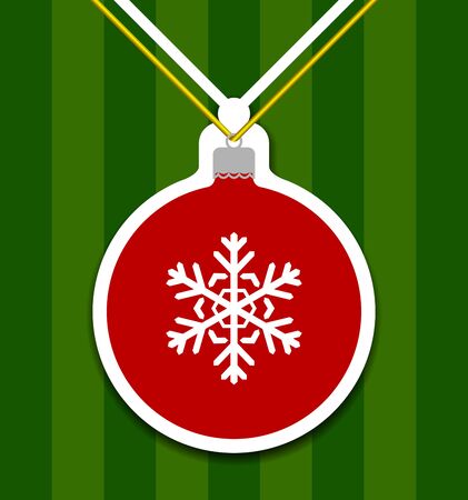 Christmas Ball Cutted From Paper On Greenのイラスト素材
