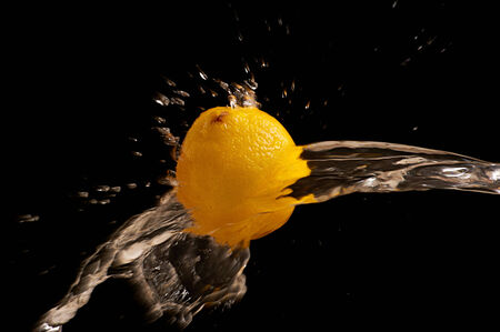 Lemon In Spray Of waterの写真素材