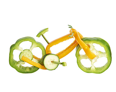 Vegetables in the shape of a bicycle の写真素材