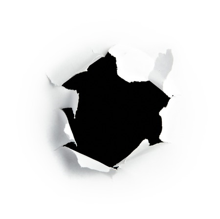 Round hole in paperの写真素材