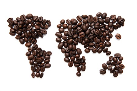 map made of coffee grainsの写真素材