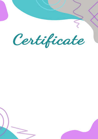 Digital Make-up Certificate learning for an educational institution. Geometric abstract elements pink, turquoise and gray colors on white background for text.の写真素材
