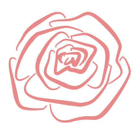 artistic multicolor floral Rose element in the style of line art wedding theme on a white background. Doodle and scribble. Pink Roses bud for postcard and scrapbooking paperの写真素材