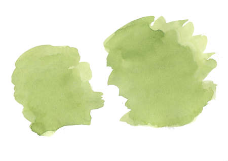 Set Watercolor abstract green gradient blots on white background. Colorful isolated grunge Blotsの写真素材