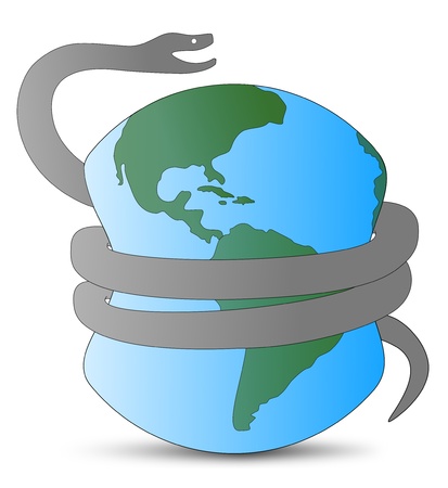 Huge snake squeezes Earthのイラスト素材