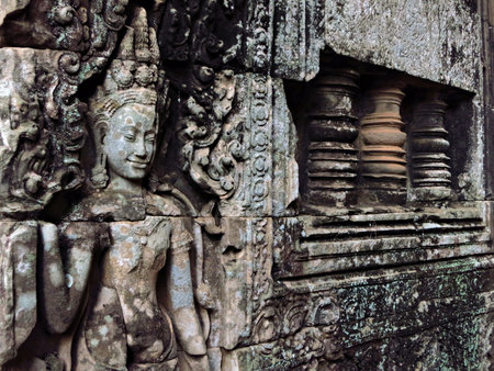 The ancient figure of Angkor Wat temple complex