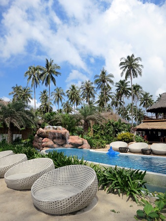 Bungalow with swimming pool in a beautiful place in the tropics の写真素材