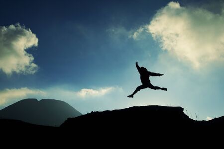 the leap of freedomの写真素材