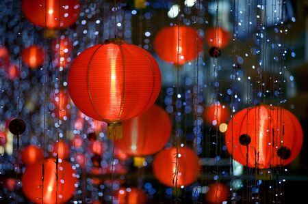 chinese paper lantern shallow depth of fieldの写真素材