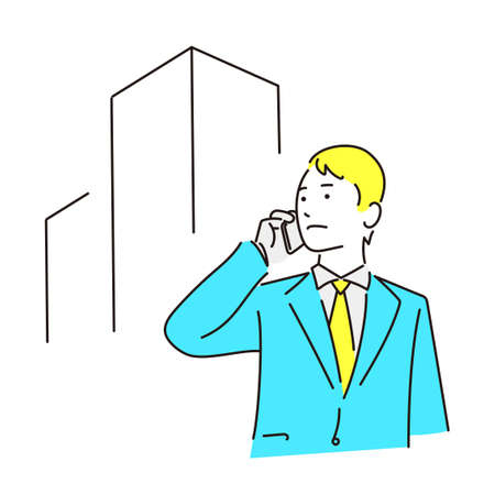 Male businessman talking on smartphoneのイラスト素材