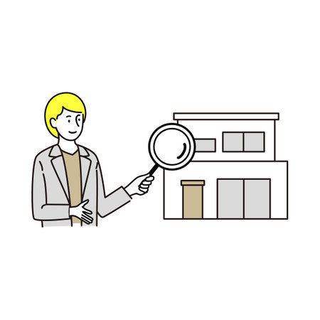 a real estate agent who assesses a homeのイラスト素材