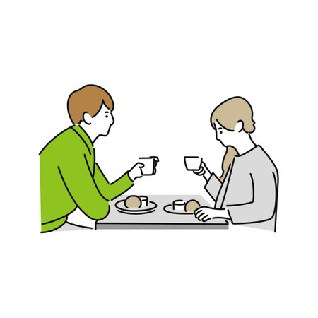 Couple dating in cafÃ©のイラスト素材