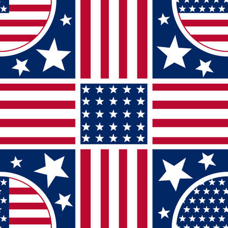 United States Flag pattern background. Abstract Bauhaus geometric patternのイラスト素材