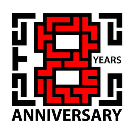 Eight years Anniversary icon. Stock icon for pattern, seamless, postcard, poster, brochure, etc. Vector Illustration on white background.のイラスト素材