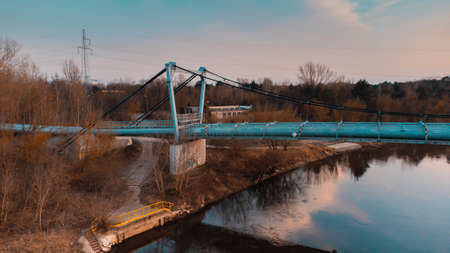 Calm district with houses, top view. Streets, parks and roads. Residential area drone photo. The city of Poznan, Poland.の写真素材