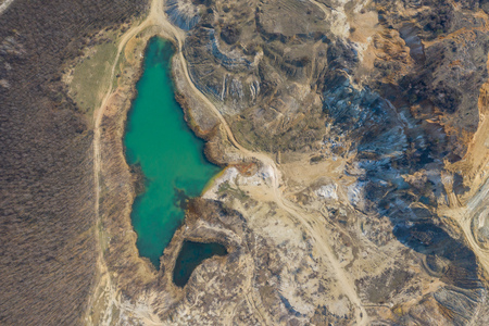 Lagoon near Cluj-Napoca, Romania from a droneの写真素材