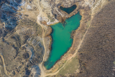 Lagoon near Cluj-Napoca, Romania from a droneの写真素材