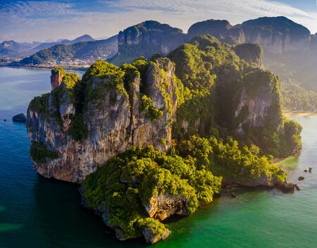 Krabi - Railay beach seen from a drone. One of Thailand's most famous luxurious beach. の写真素材