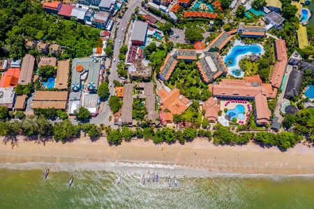 Krabi - Railay beach seen from a drone. One of Thailand's most famous luxurious beach.の写真素材